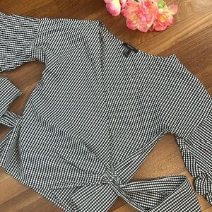 Black and White Gingham Women's Top